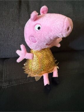 Peppa Pig Plush Stuffed Animal Pink with Gold Sequin Dress